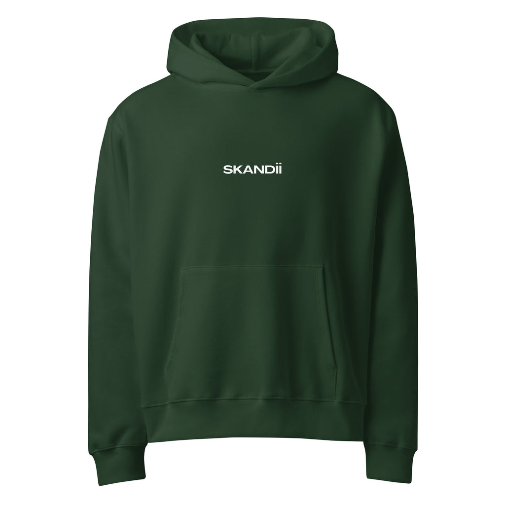 Skandii Frost hoodie in forest with White Logo Frost Logo