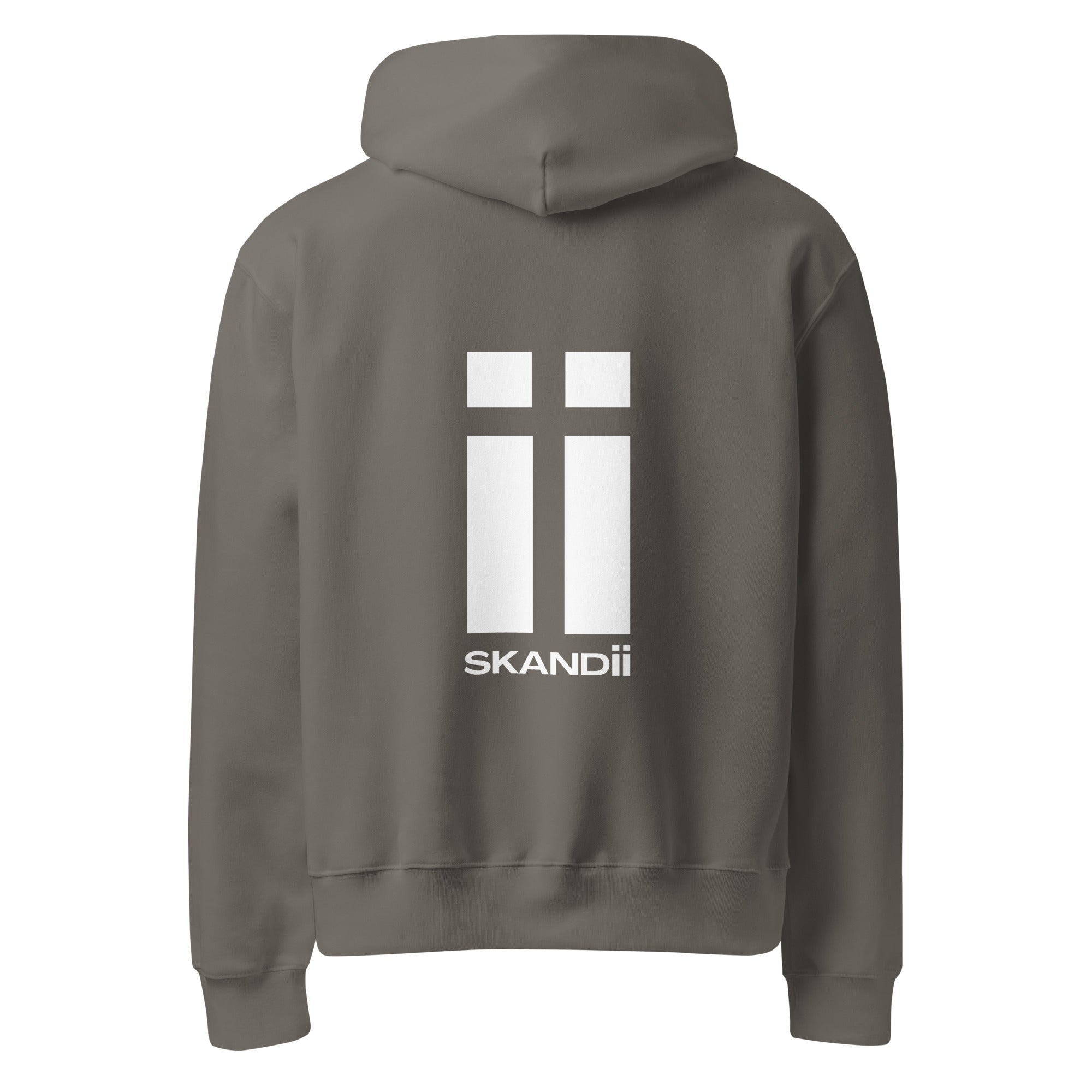 Skandii Frost hoodie in asphalt with White Logo Frost Logo back