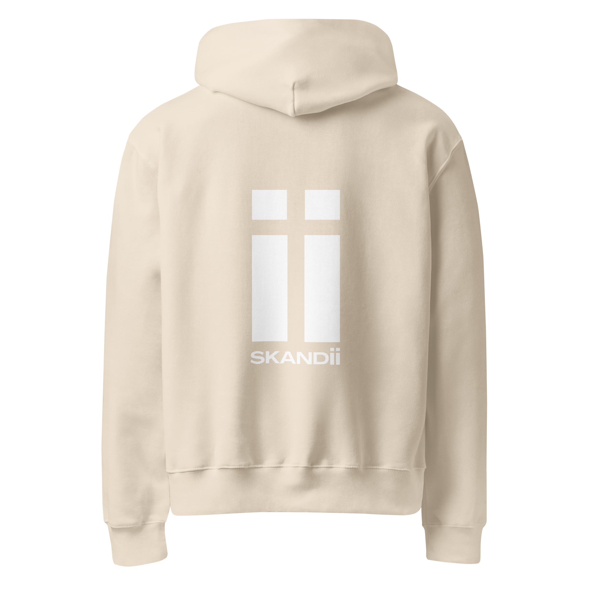 Skandii Frost hoodie in dust with White Logo Frost Logo back