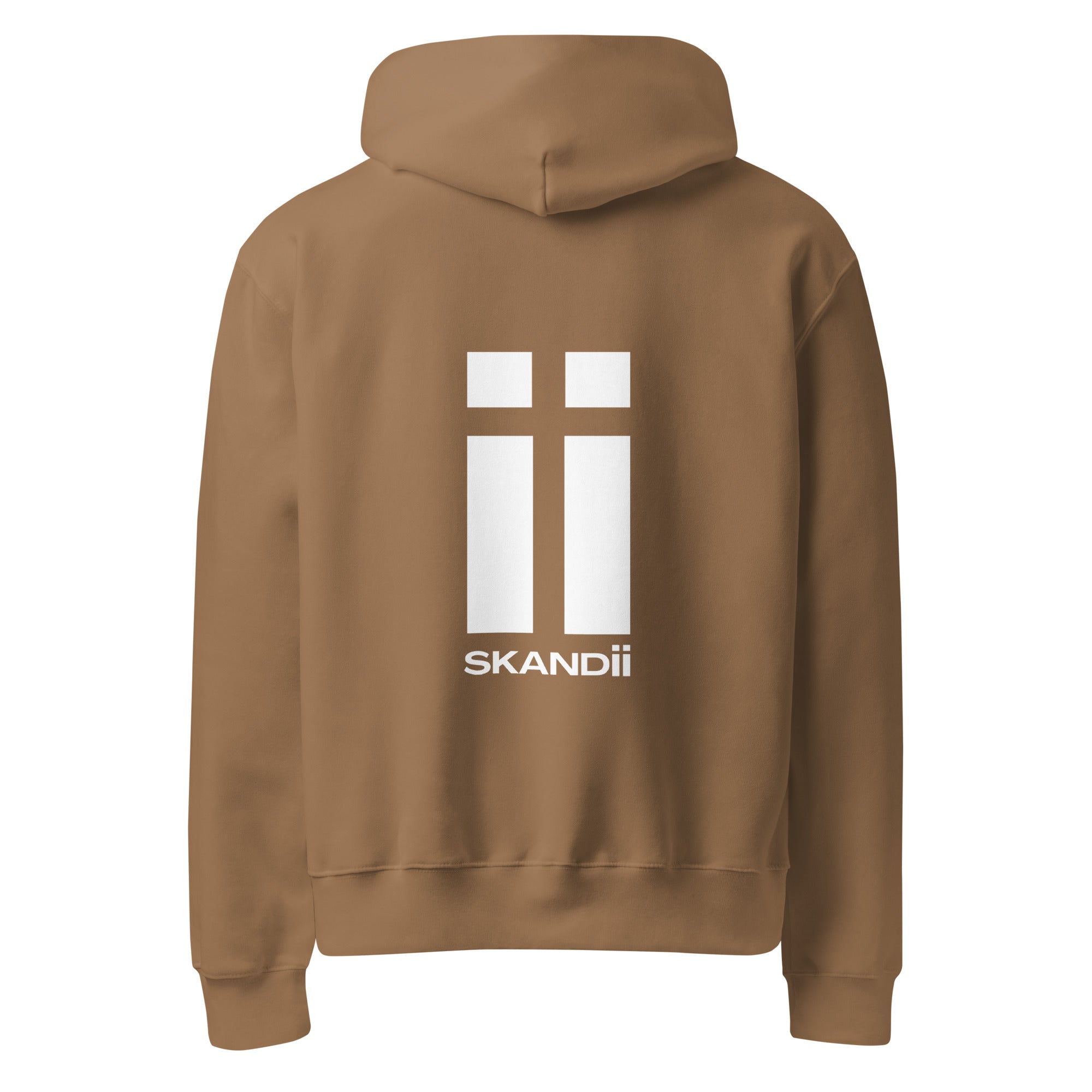 Skandii Frost hoodie in vintage brown with White Logo Frost Logo back