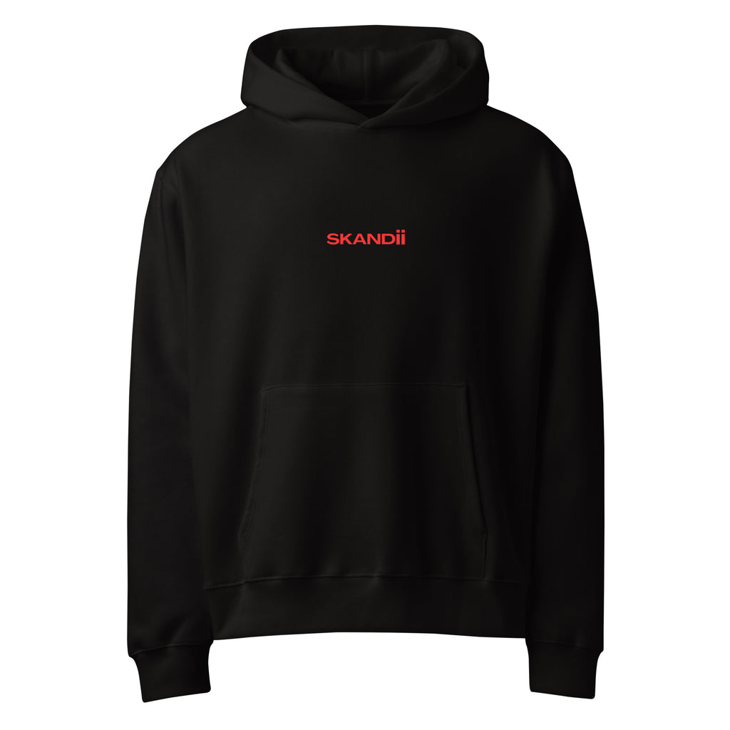 Skandii Ild hoodie in black with Red Logo Ild Logo 