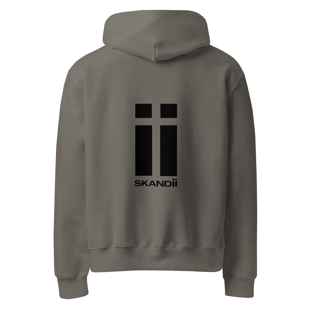 Skandii Natt hoodie in asphalt with Black Logo Natt Logo back