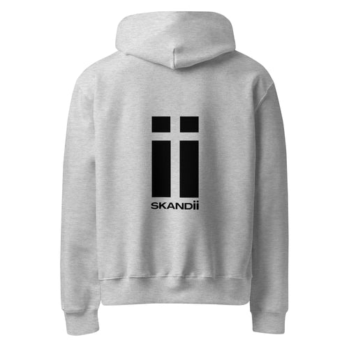 Skandii Natt hoodie in athletic heather with Black Logo Natt Logo back