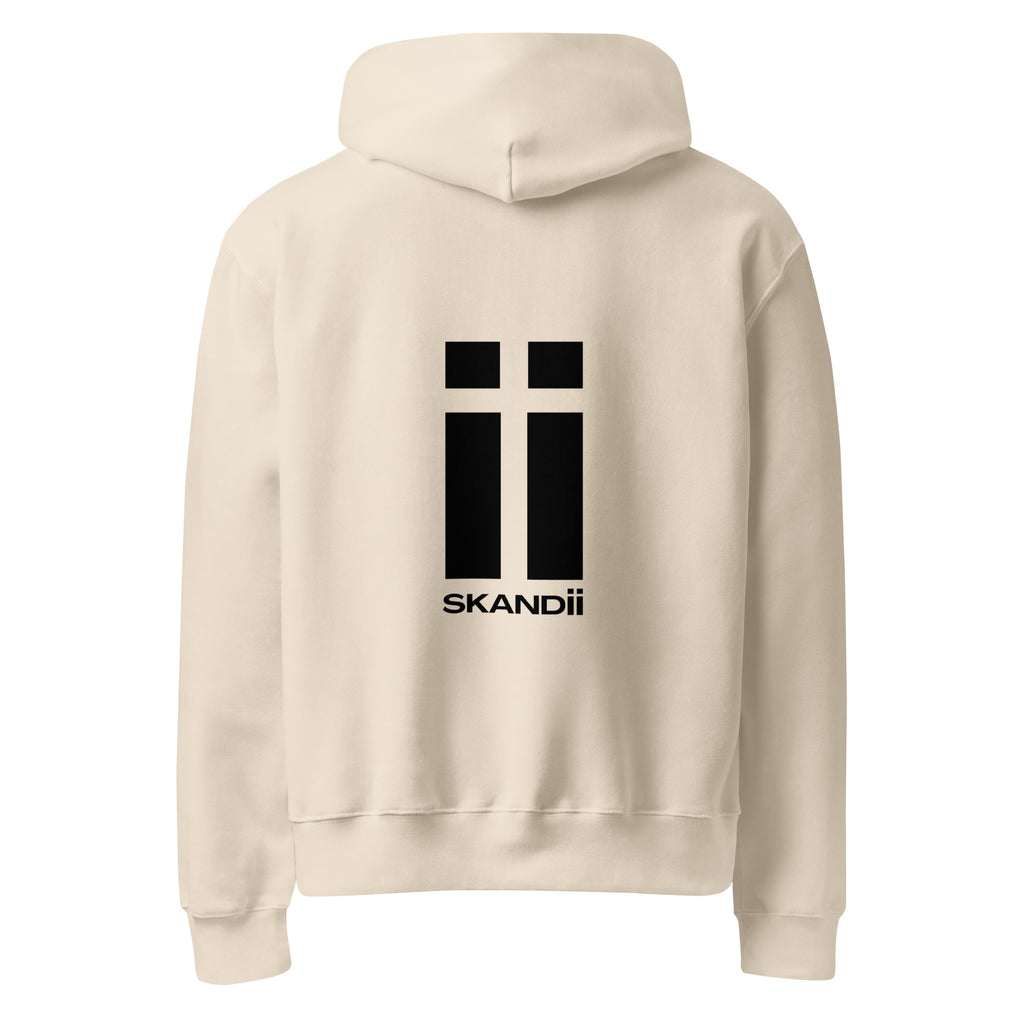 Skandii Natt hoodie in dust with Black Logo Natt Logo back