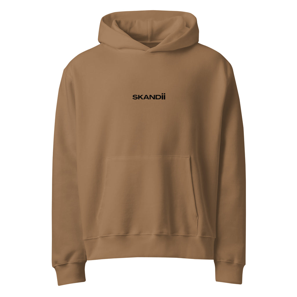Skandii Natt hoodie in vintage brown with Black Logo Natt Logo 