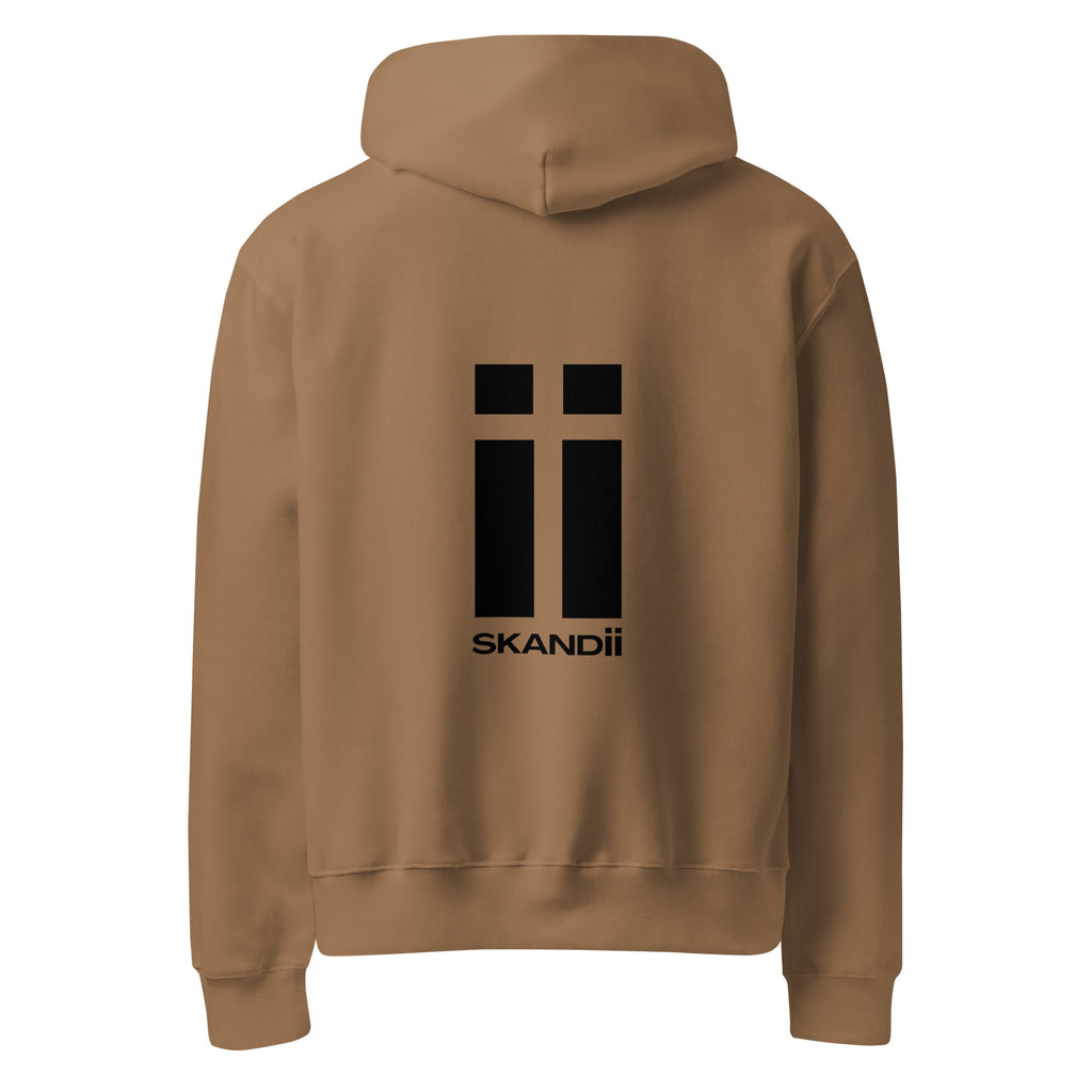 Skandii Natt hoodie in vintage brown with Black Logo Natt Logo back